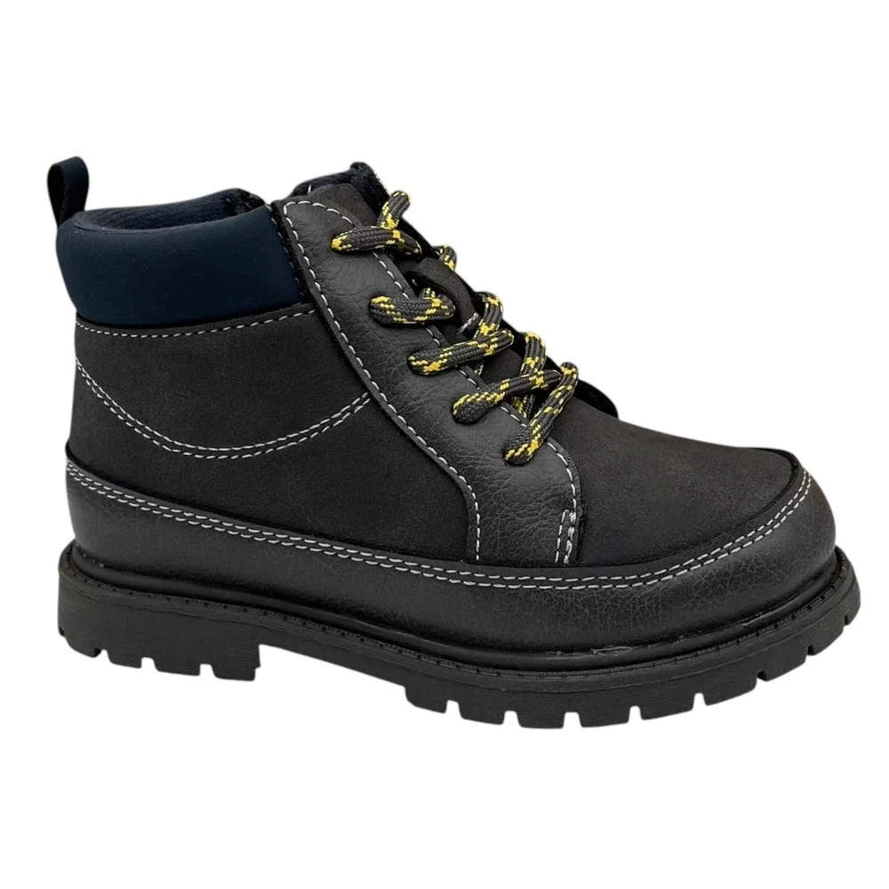 Carter's Little Boy's Trail Hiking Ankle Boots Size 11 Gray Navy Blue Side Zip